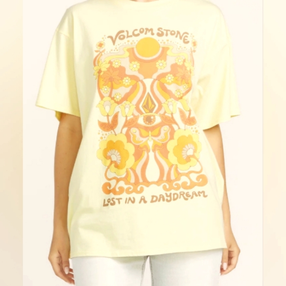 Volcom Yellow and Orange Dreamy Graphic Tee